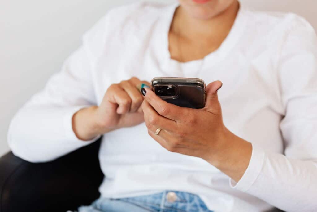 woman scrolling through social media