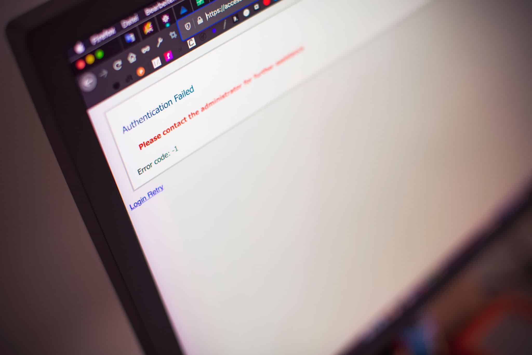 website log in error website log in error