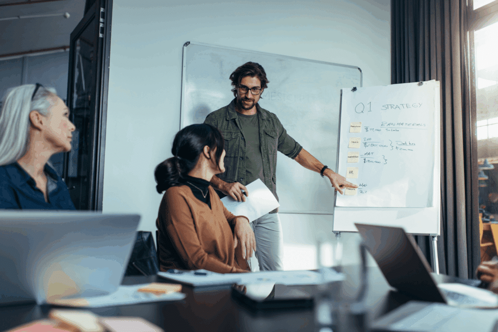 team in a strategy meeting