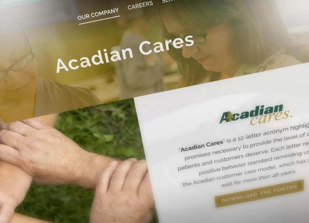 Website Design Services for the Acadian Ambulance Acadian Cares page