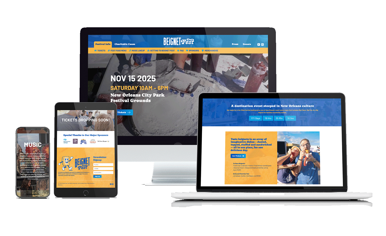 Beignet Fest new website on multiple devices