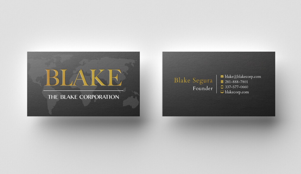 Blake Finance Corporation Gold Foil & Black Business Cards
