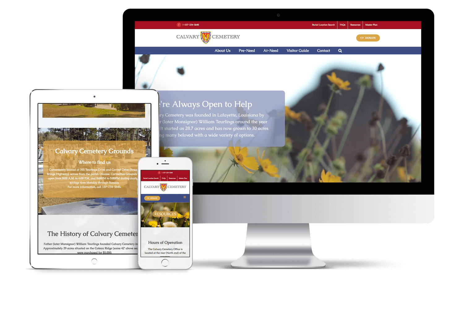 Responsive Website Design Services for Calvary Cemetery mockup