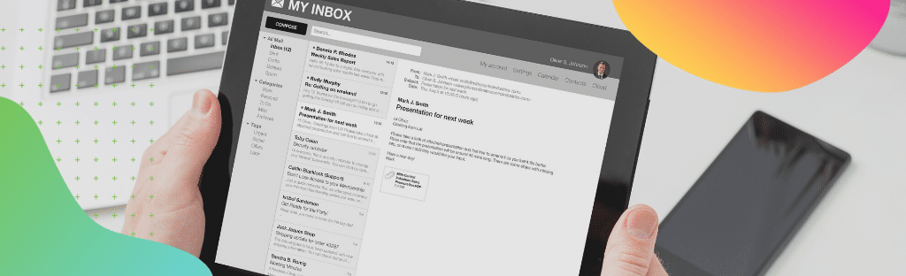 email inbox on tablet