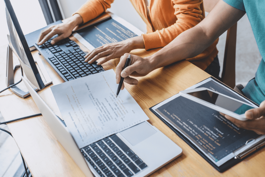 People working on a website