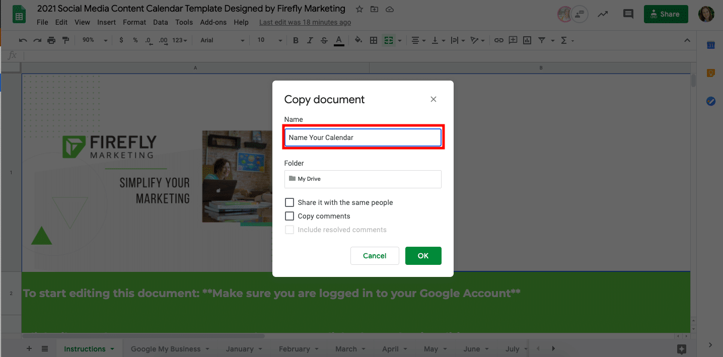 Naming your social media calendar