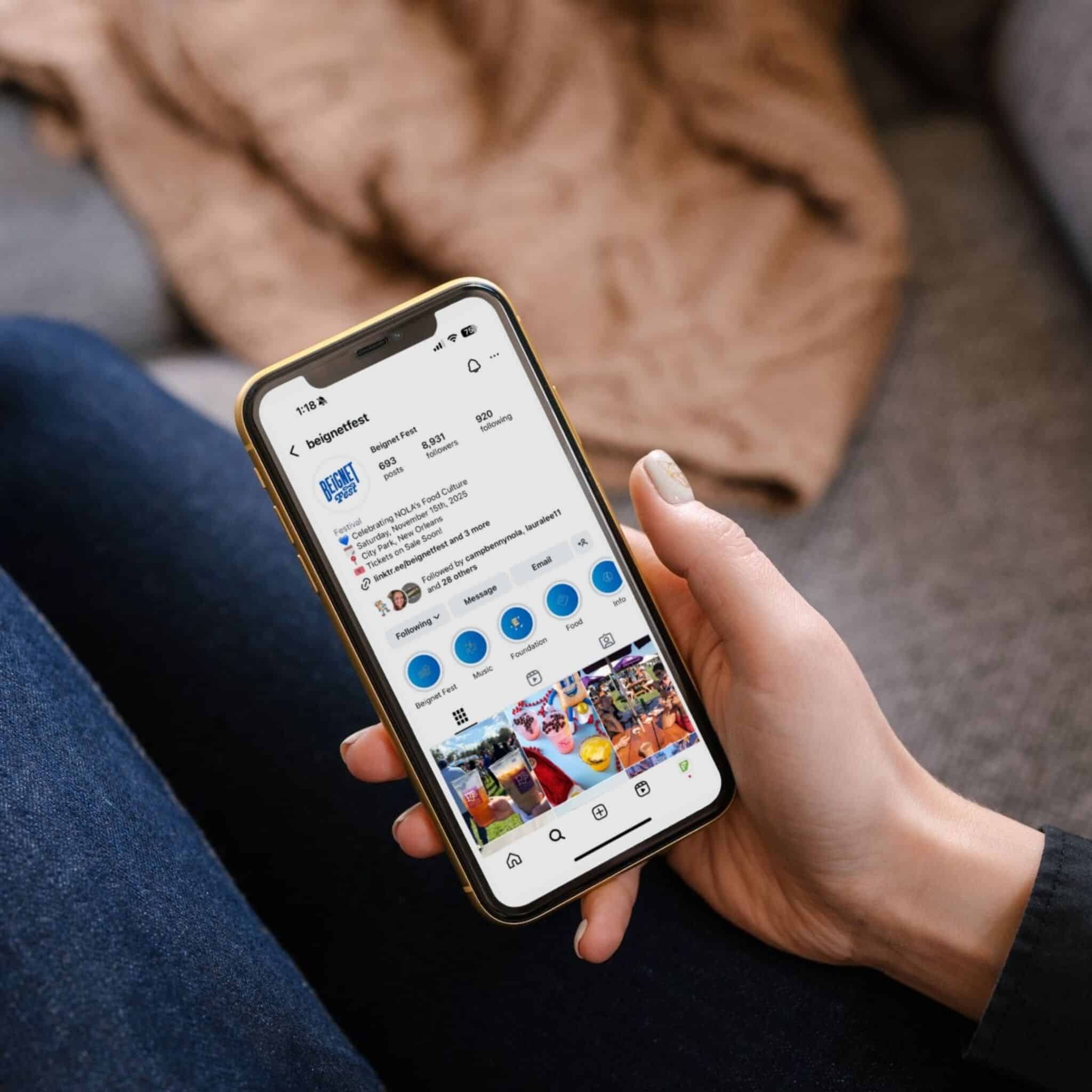 person using instagram on their phone