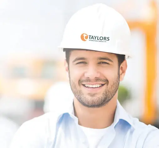 Taylors International Services guy in hard hat