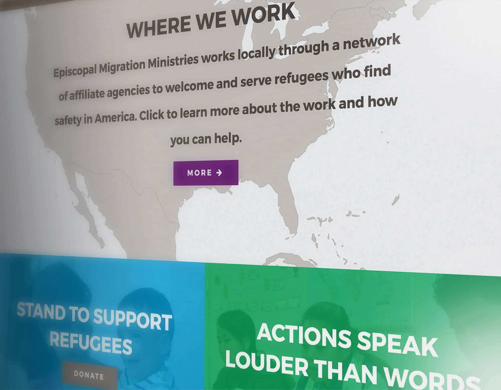 Episcopal Migration Ministries website design location page