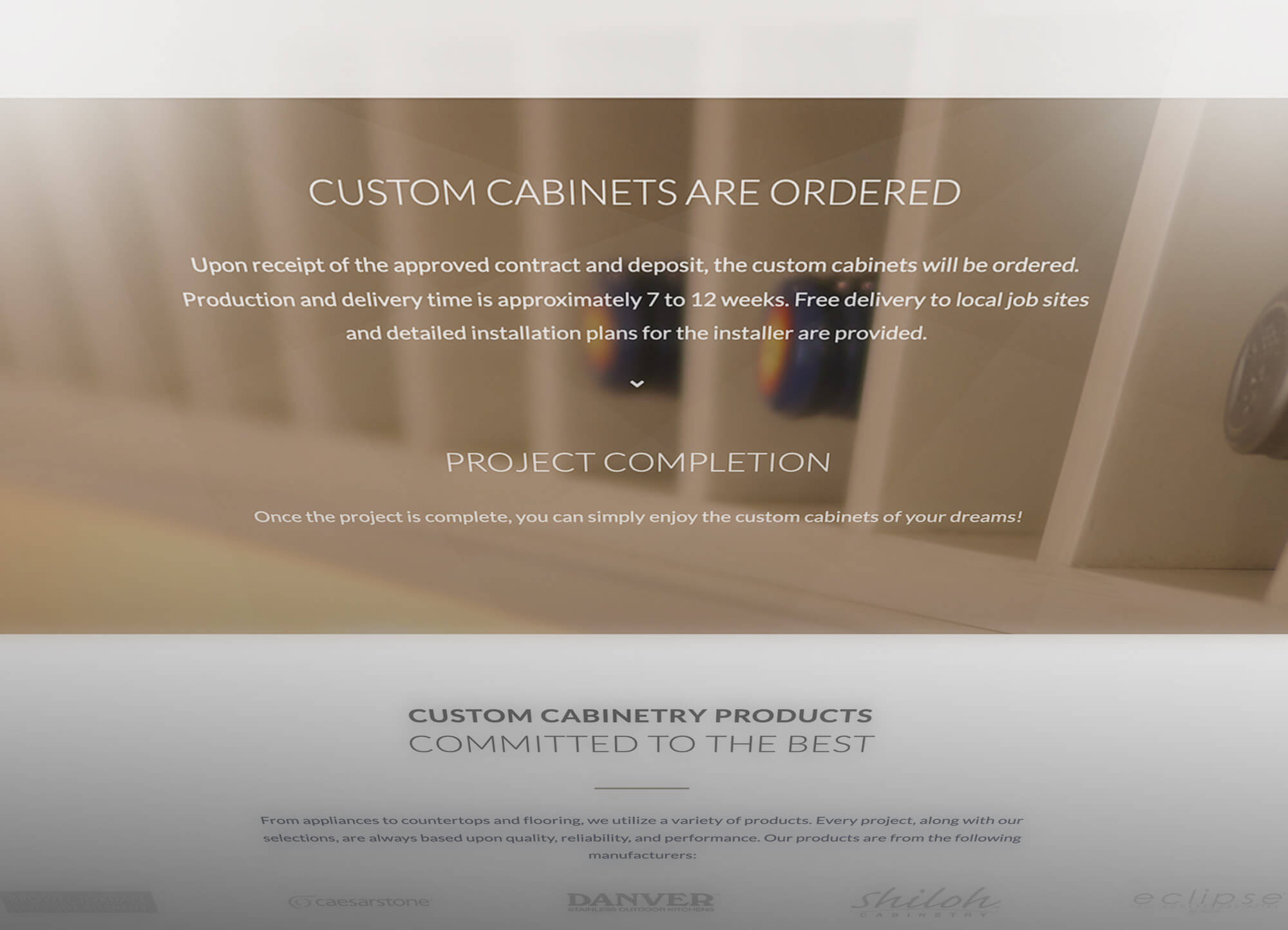classic cupboards website design screen