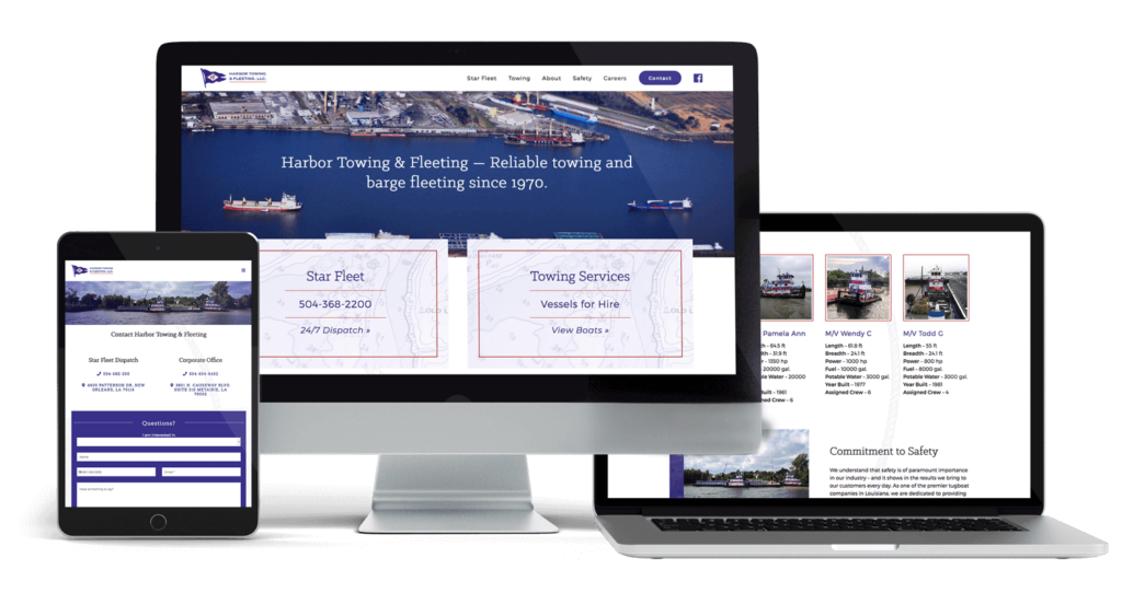 Harbor Towing & Fleeting Website Design Mockup