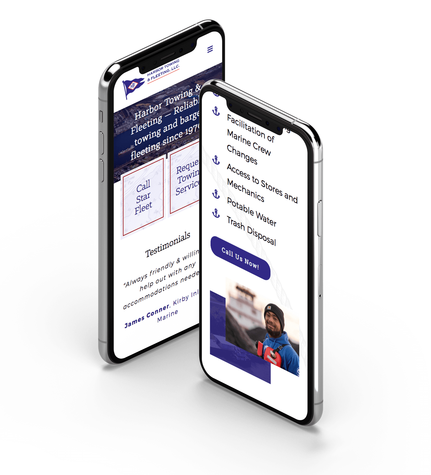 Phone mockup of harbor towing